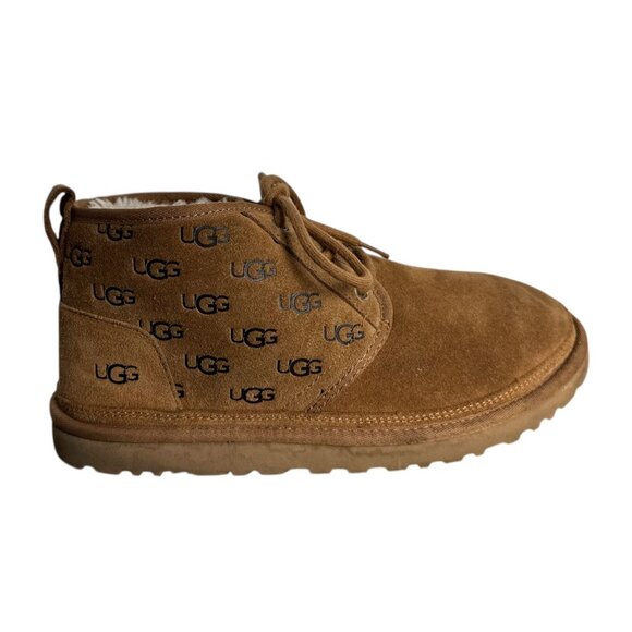 UGG Neumel Embossed All Over Logo Chukka Boots Chestnut Brown Suede MENS Size 10 - Picture 9 of 12